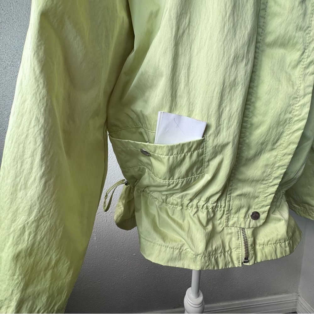Zenergy by Chico’s Windbreaker Neon Green Adjustable Snaps Jacket SZ 3 XL - Picture 5 of 11